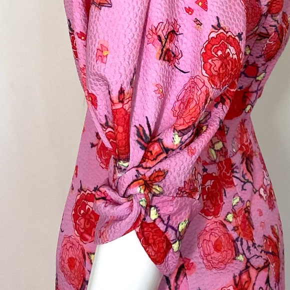 PETER PILOTTO Asymetrical Drop Waist Floral Dress Peony Size 8 Handkerchief Hem - Picture 11 of 13